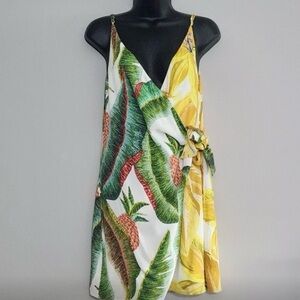 FARM Rio Tropical Leaf Print Mini Dress Medium